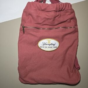 Yuengling Dusty Red Drawstring Backpack Cotton Bag Brewery Logo Casual Daypack